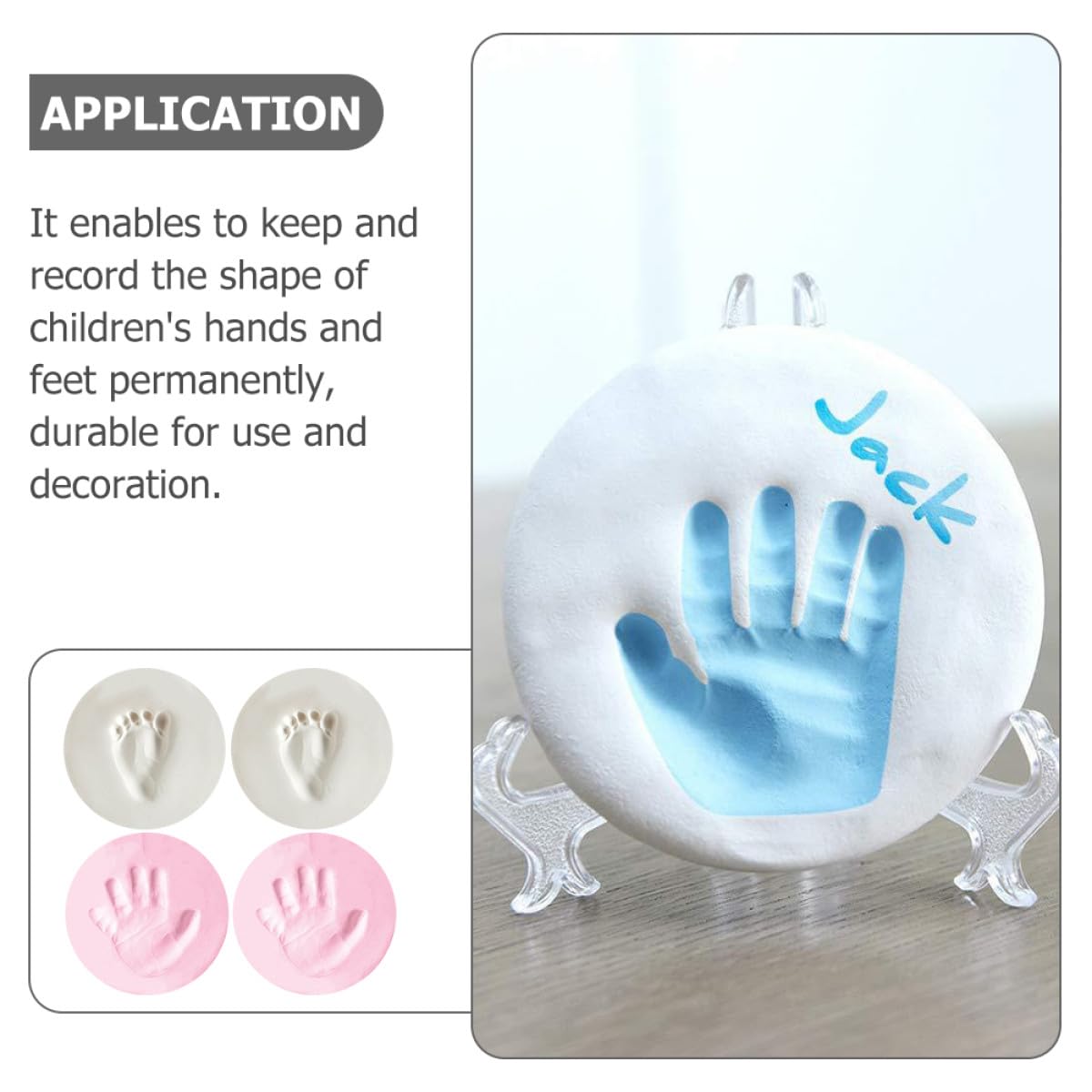 UKCOCO 4 Piezas Barro para Huellas de Manos y Pies de Recién Nacido, Recuerdo Personalizado para Ñiño, Material Seguro sin Tóxicos, Color y Rosa, Obsequio Adecuado para Shower