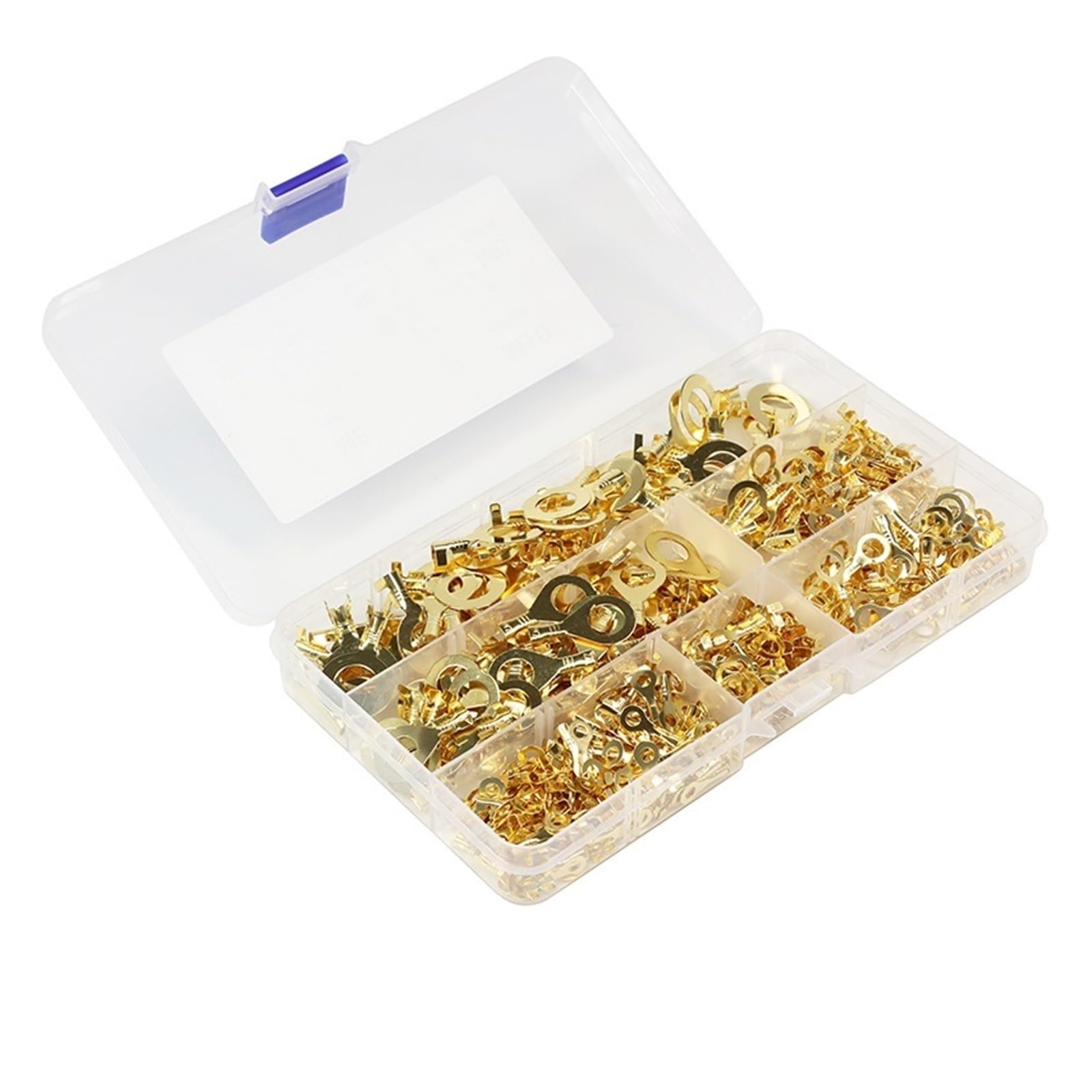 Ringkabelschuhe in Box, Ösen, Kupfer-Crimpklemmen, M3/M4/M5/M6/M8/M10, Kabelschuh-Drahtverbindung, Nicht isoliert, Sortimentskit(3 Box,300pcs)