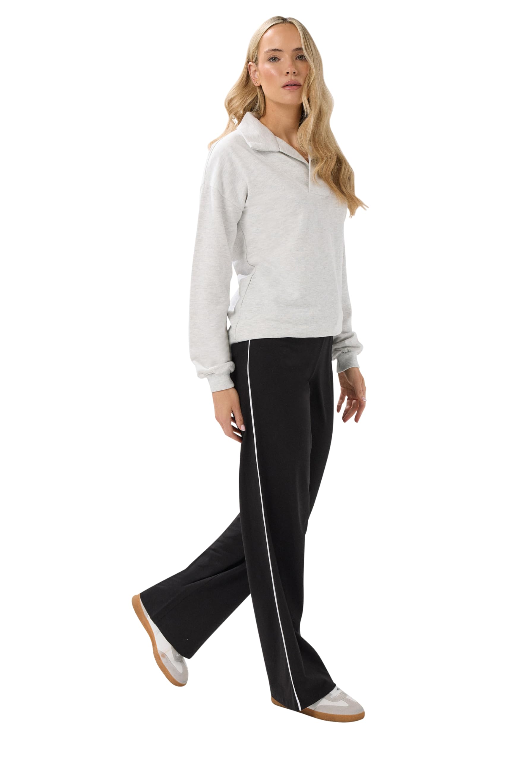 Long Tall Sally - LTS Tall Striped Wide Leg Leggings - Women's Black