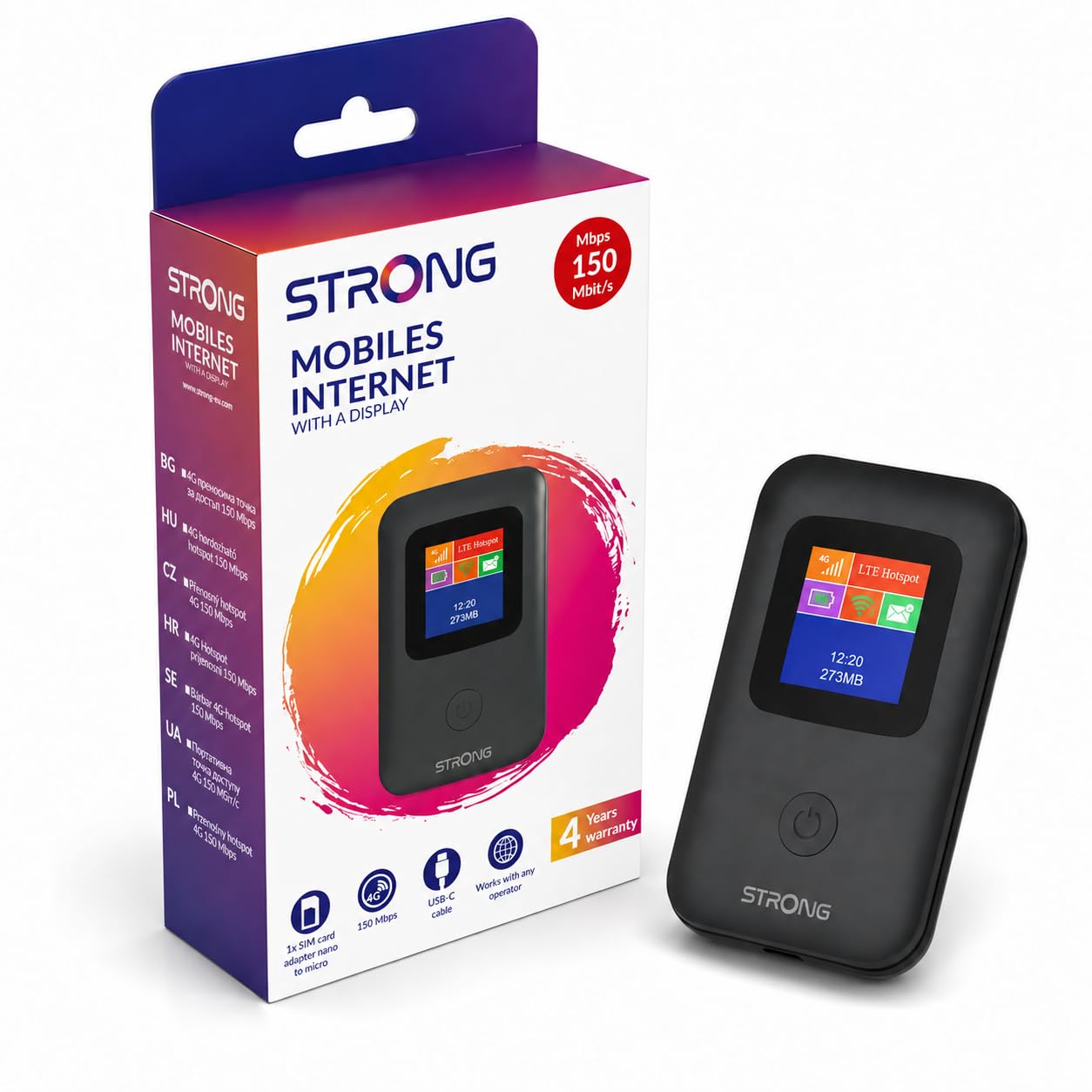 Strong 4G AIRSPOT 220 Routeur WiFi 4G Portable avec SIM, CAT4 150 Mbps