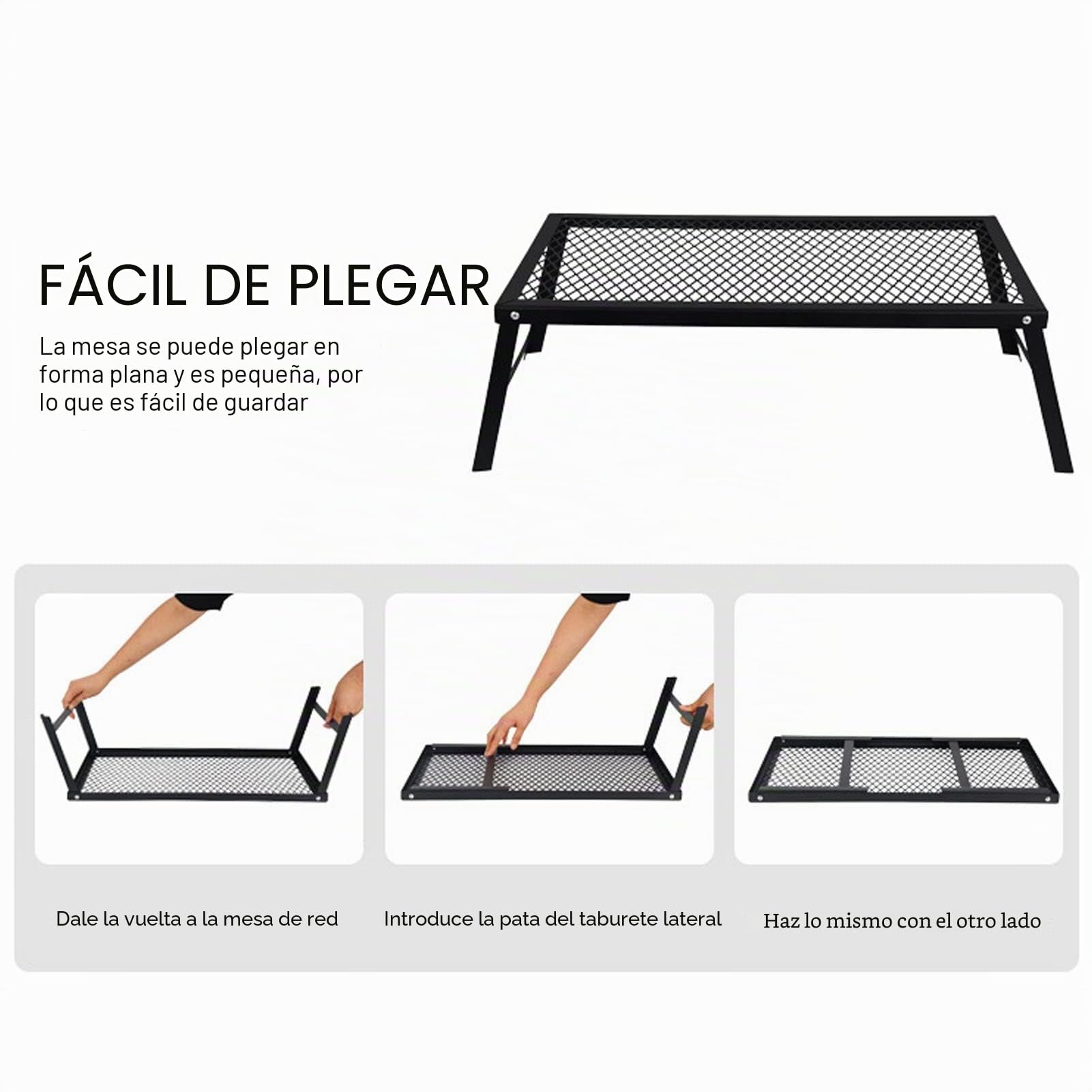 Barbacoa Plegable para Hoguera, Parrilla de Cocina Portátil y Resistente de Hierro para Hoguera, Placa de Cocina Portátil con Gran Superficie Antiadherente para Barbacoa al Aire Libre
