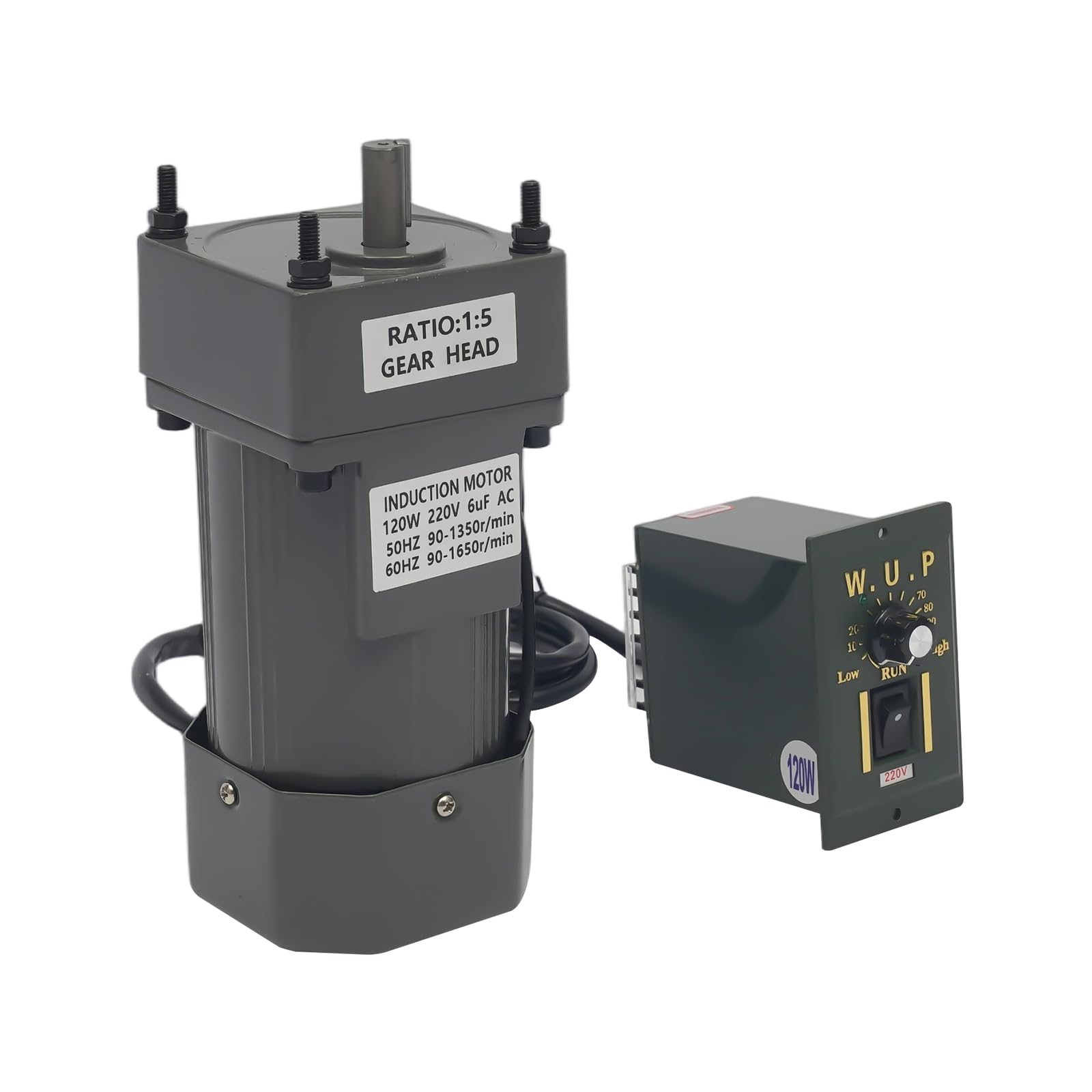 Getriebemotor, 220V 120W 5K + Regler (220V Verkabelung) Gear Motor Elektromotor Getriebemotor mit Drehzahlregler CW/CCW 3.5Drehmoment Centric Output Welle 12mm