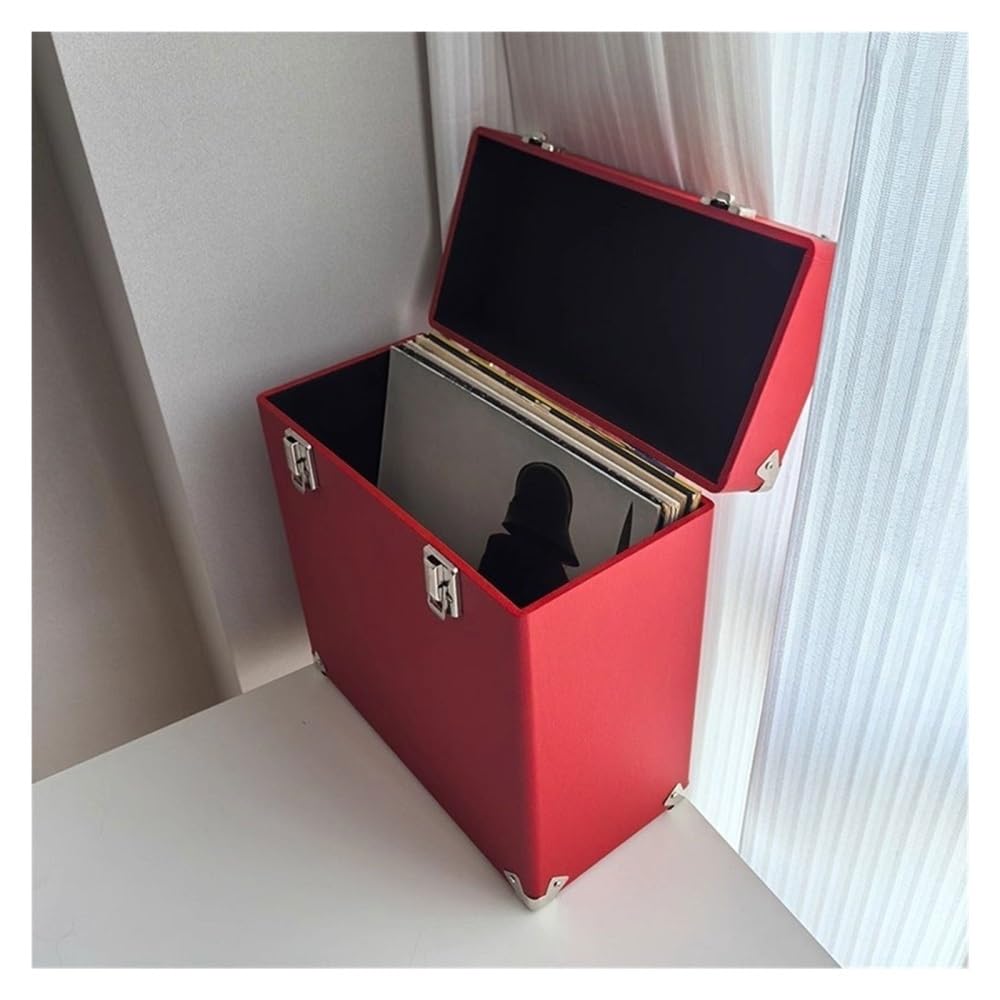 Deposito di Dischi in Vinile, Custodia Portatile in Legno for Dischi in Vinile. Scatola Multifunzionale for Album CD con Superficie in Pelle,Custodia del CD