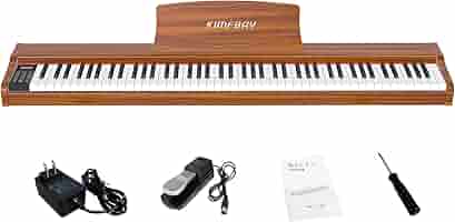 Amazon | KIMFBAY 電子ピアノ 88鍵盤 卓上 木製 電子 ピアノ 88