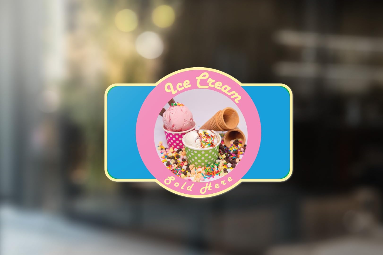 Ice cream Sold Here Window Sticker Catering Restaurant Van Display POS Ice CreamWindowSticker
