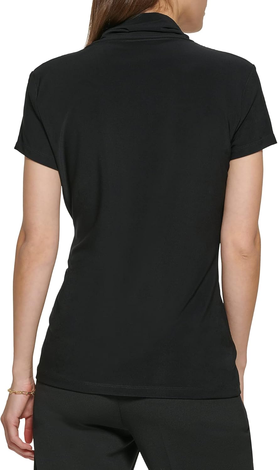 DKNY Womens Short Sleeve Cross Front Suit Blouse - Image 4