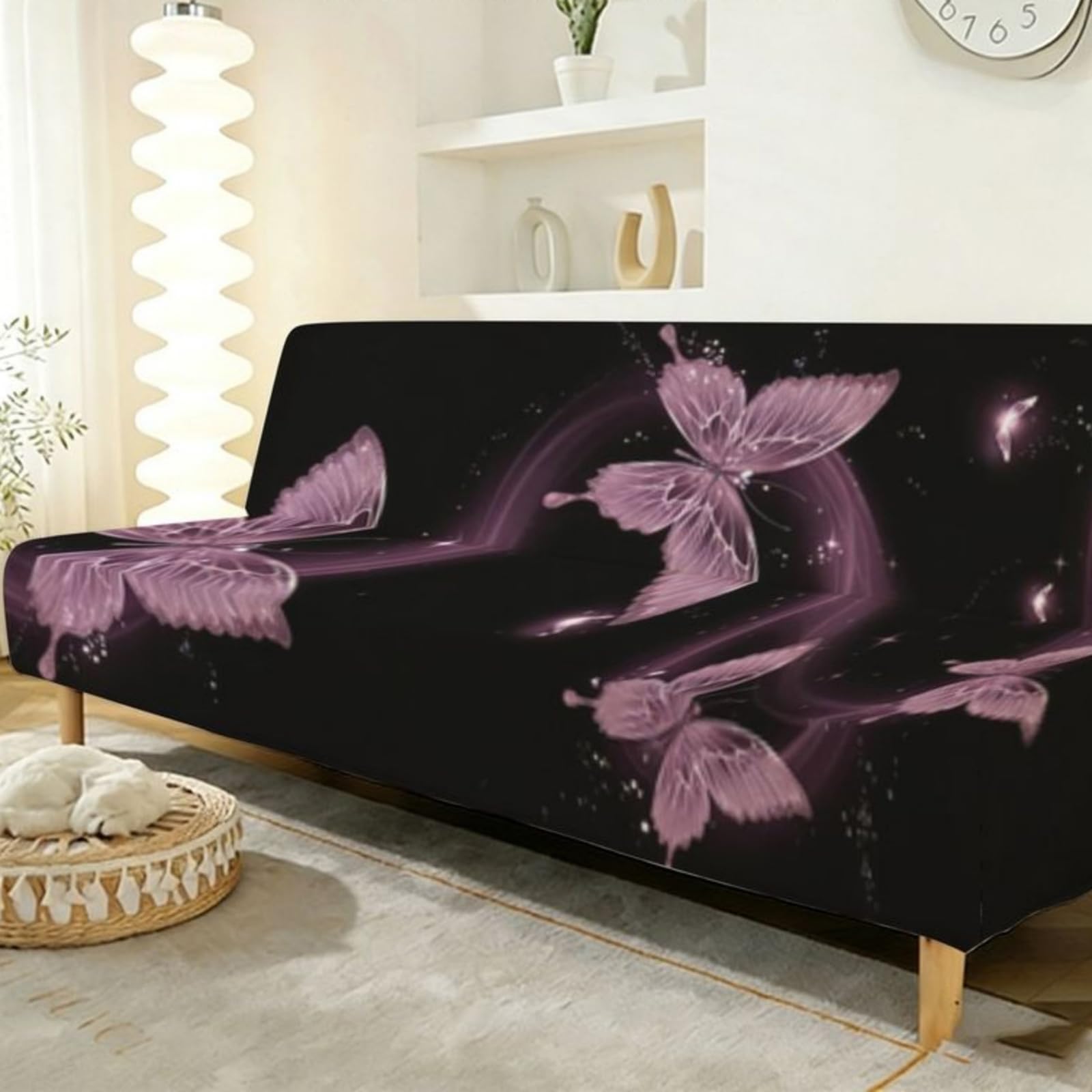 boiszeda Armless Sofa Bed Cover, Spandex Stretch Futon Slipcover(160-190cm)