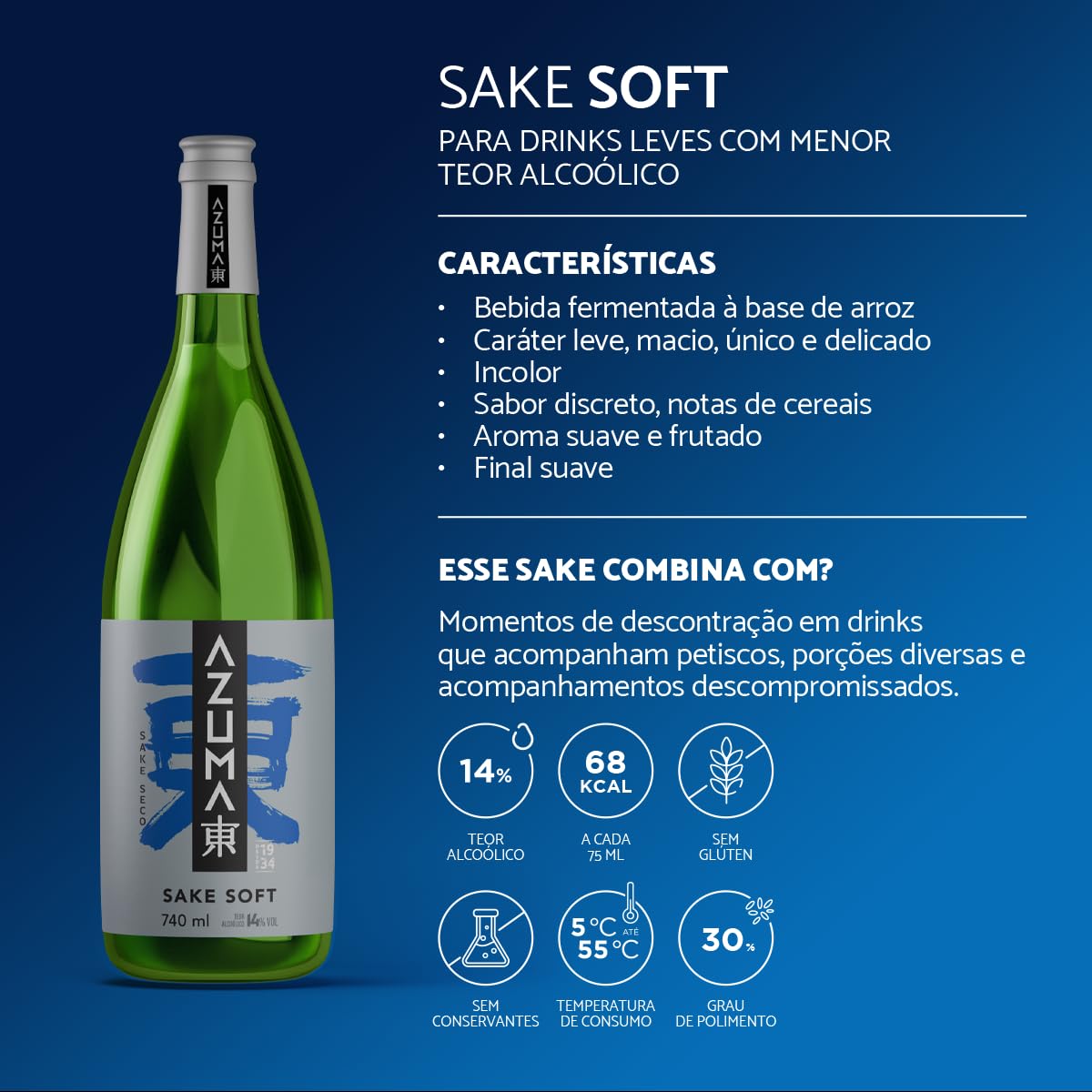Azuma Saquê Soft Sake Seco 740ml | Amazon.com.br