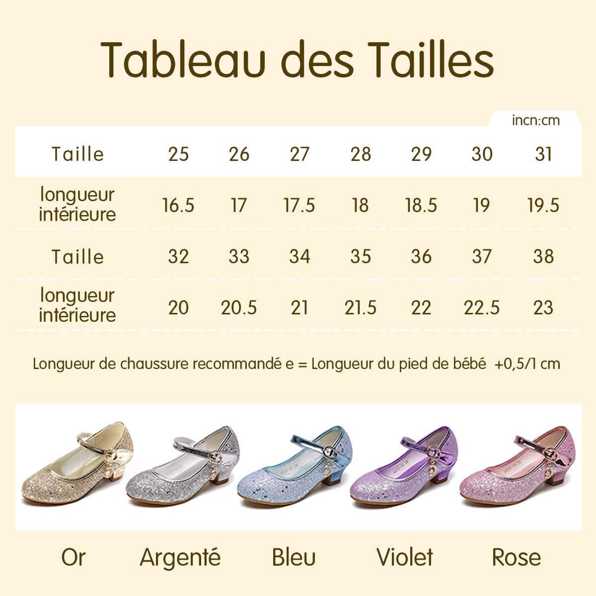 Fille Chaussures de Princesse Princesse Paillettes Déguisement Argenté Or Rose Doux Halloween Noël Anniversaire Fête Carnaval Cosplay
