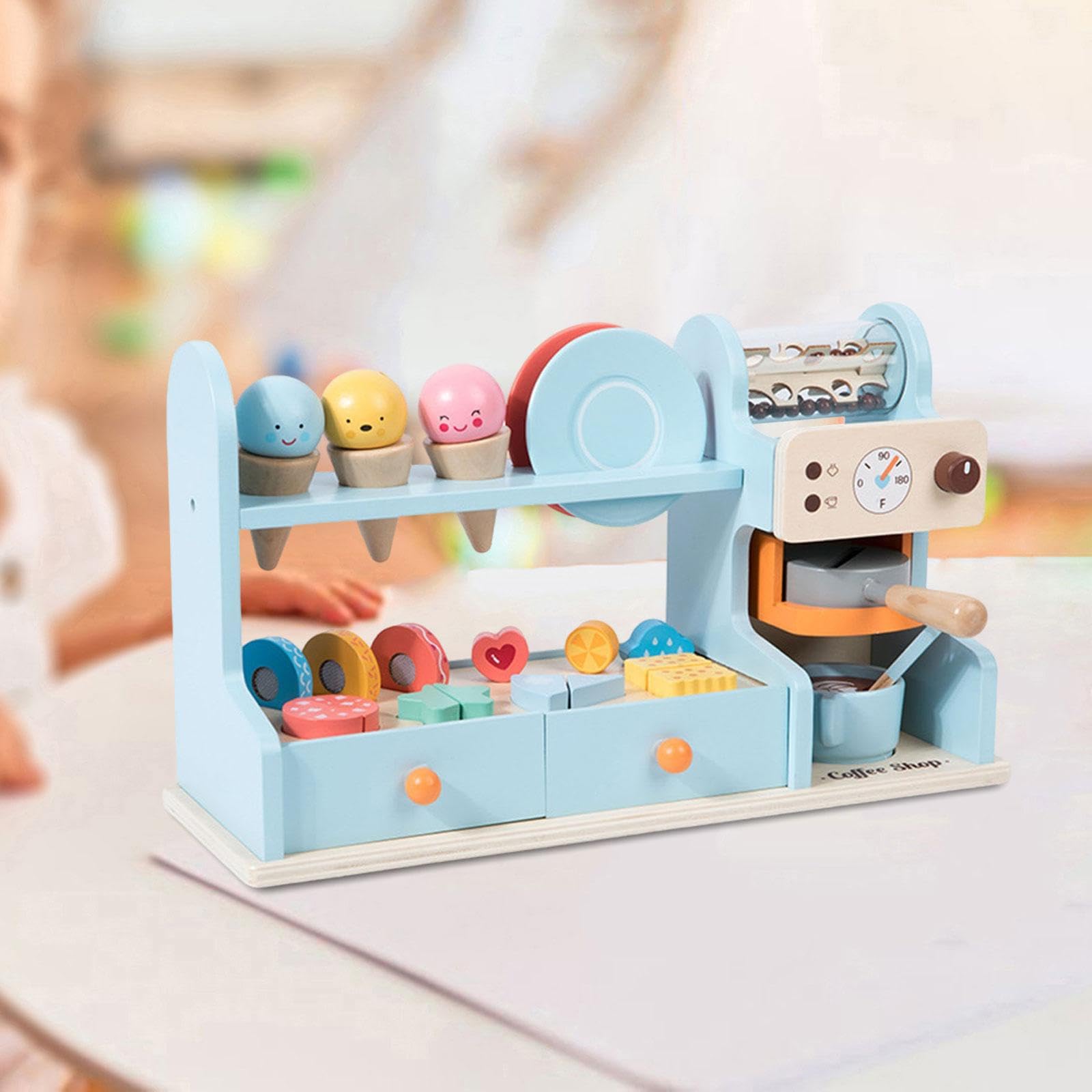 Little Trading Wooden Ice Cream Toy Set Wooden Ice Cream Trolley