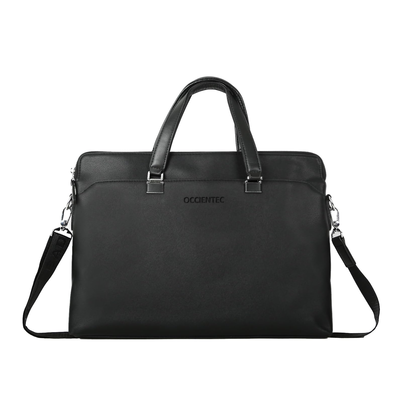 Sac Business Femme Homme Sac Serviette en PU Cuir Sac à Main Sacoche Porte Document (Noir-14pouces)