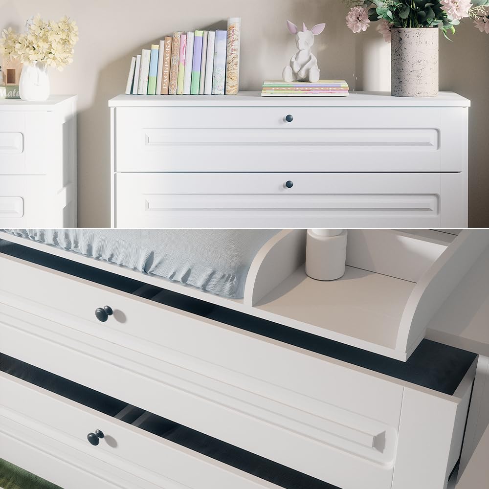VitaliSpa Fasciatoio Ajaton, Bianco, 133 x 98.4 cm con 3 cassetti, adatto per fasciatoi standard fino a 85 cm