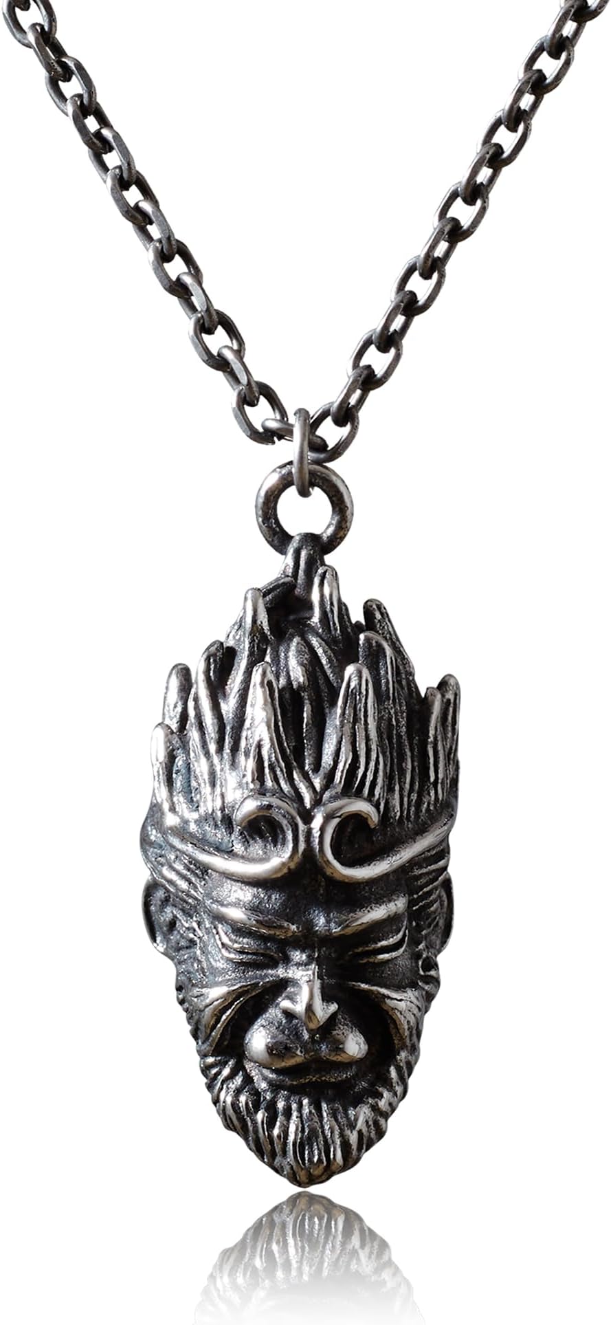Black Myth Wukong Necklace Game Trendy Merch Stuff Gifts,Qi Tian Da Sheng Sun Wukong Necklace,Vintage Monkey King Pendant,Stainless Steel,24 Inch Chains.