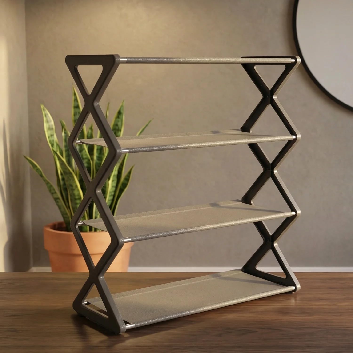 4 Tier Foldable Shoe Rack Organizer | Space Saving Shoe Storage Stand for Entryway, Bedroom & Closet | Heavy Duty Shoe Shelf Rack-image-39