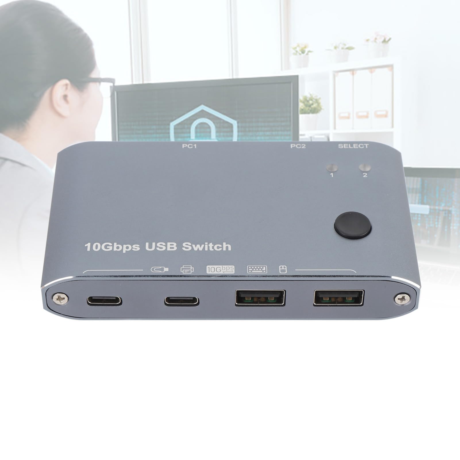 Zunate Ingresso USB 3.2 Switch A e C per un Trasferimento Rapido dei Dati tra 2 Computer per Impiegati con Tastiera PC Portatile