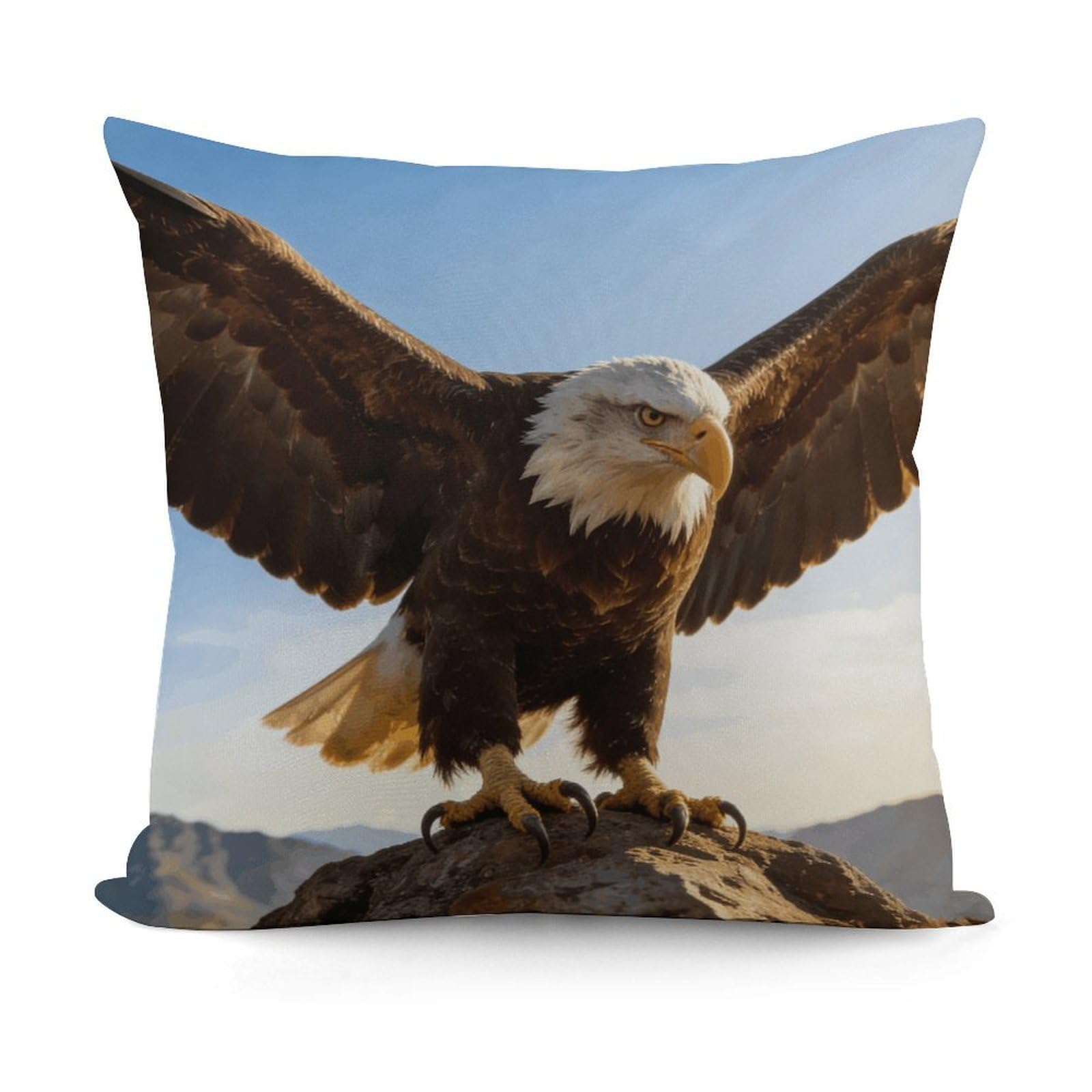 LZQPOEAS Fierce Eagle and National Flag Throw Pillow Cover 18 X 18 in Cozy Couch Pillow Covers Farmhouse Throw Pillow Case Modern Square Pillowcase Home Decor Cushion Cover for Bedroom Living Room