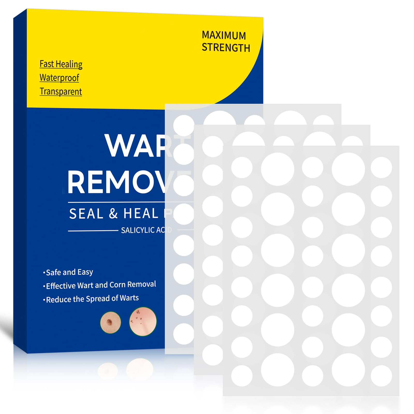 Uosfsrr Wart Remover Patches,Quick and Effective Hydrocolloid Waterproof Skin Care Stickers for All Kinds of Skin Safe Effective Treatment for Women Men GT01 144PCS (1)
