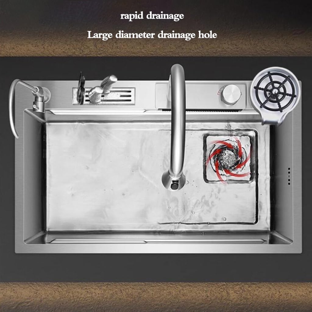 Lavello da cucina in acciaio inox argento a ciotola singola grande capacità lavello ciotola per verdure lavaggio acqua piscina cintura rubinetto sifone tazza rondella lavello da controsoffitto
