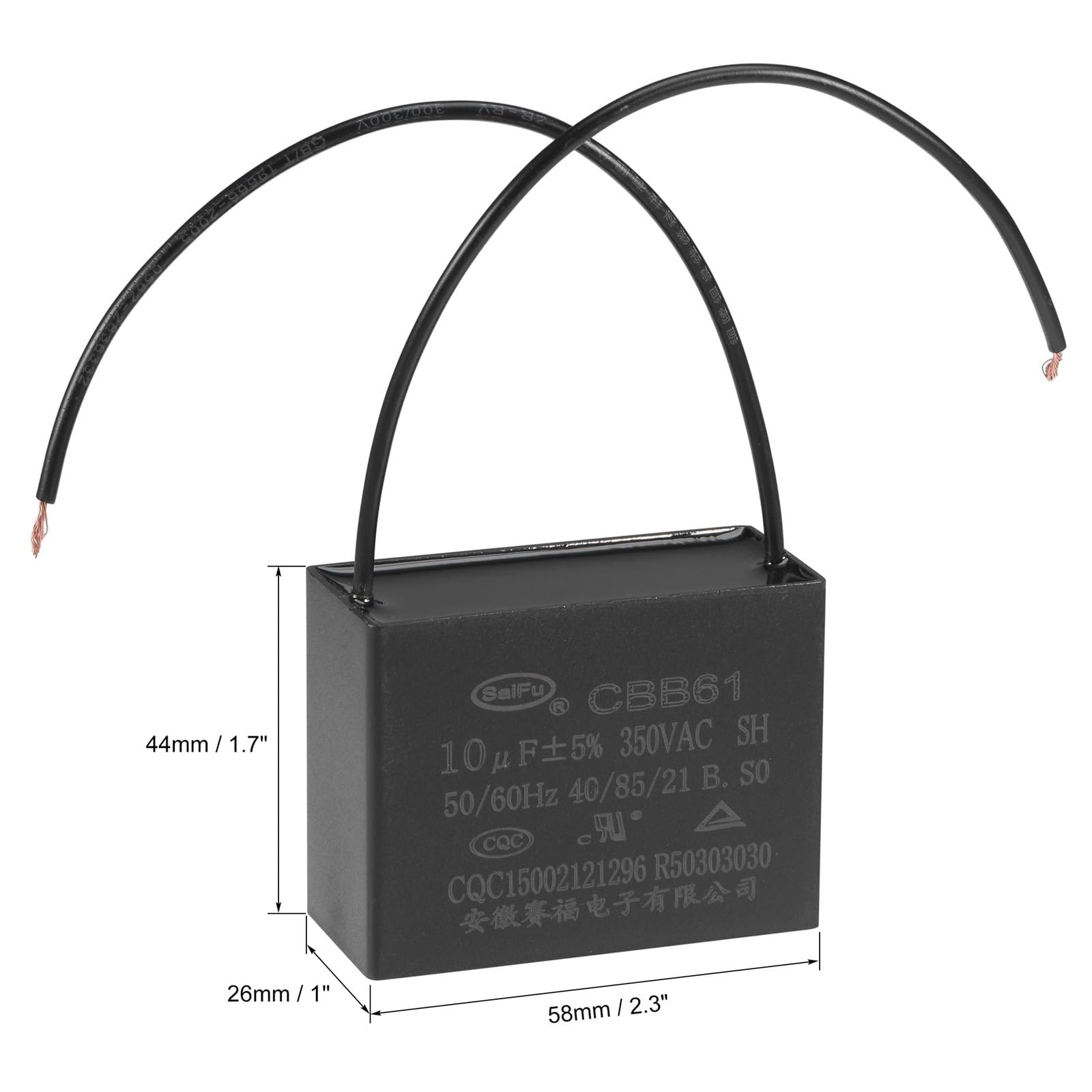 1/2/3Pc 1-30uF AC 350V CBB61 Condensador de ventilador de techo Condensador de película de polipropileno metalizado for generador de motor de bomba de ventilador eléctrico(30uF 2Pcs)