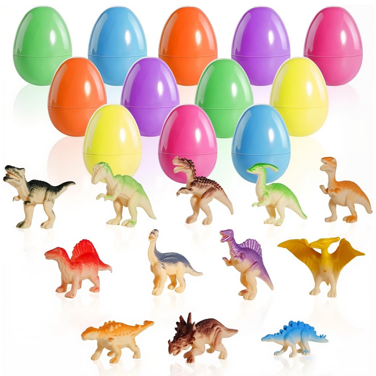 ZappelStift Easter Egg Hunt Toys, Filled Easter Egg Hunt Kit with 12 Dinosaur for Kids Easter Eggs and Dinosaurs Easter Eggs Filler for Party Supplies.
