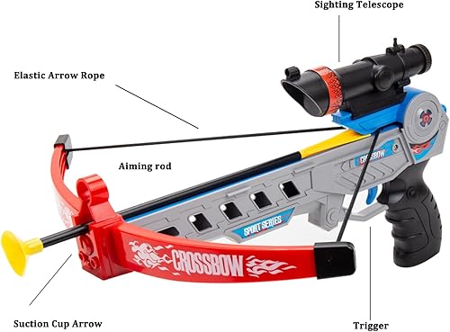 Miniatura 6 de MYCOKI SP Juguetes de ballesta para niños, juego de arco y flecha con 3 ventosas flechas y 1 objetivo, ballesta para niños al aire libre, práctica