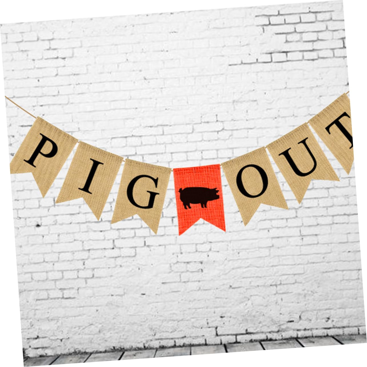 IMIKEYA Thanksgiving Pig Out Burlap Banner - Fall Harvest Party Decoration for Fun Autumn Gatherings