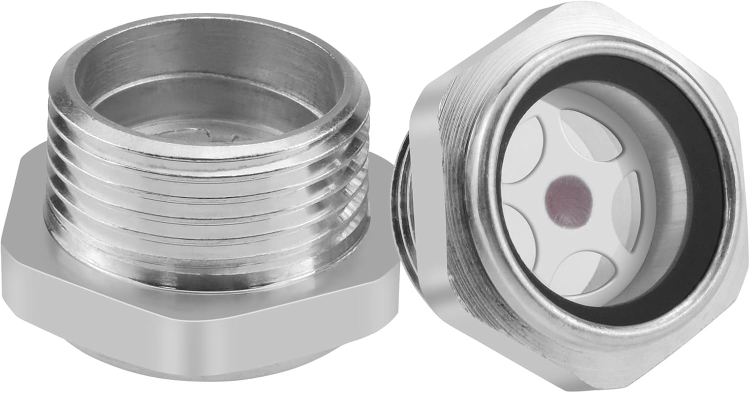 SDTC Tech 3/4" NPT Air Compressor Oil Sight Glass, Male Thread Aluminum Alloy Oil Liquid Level Gauge Air Compressor Parts for Air Compressor Gearbox Tank (2PCS)