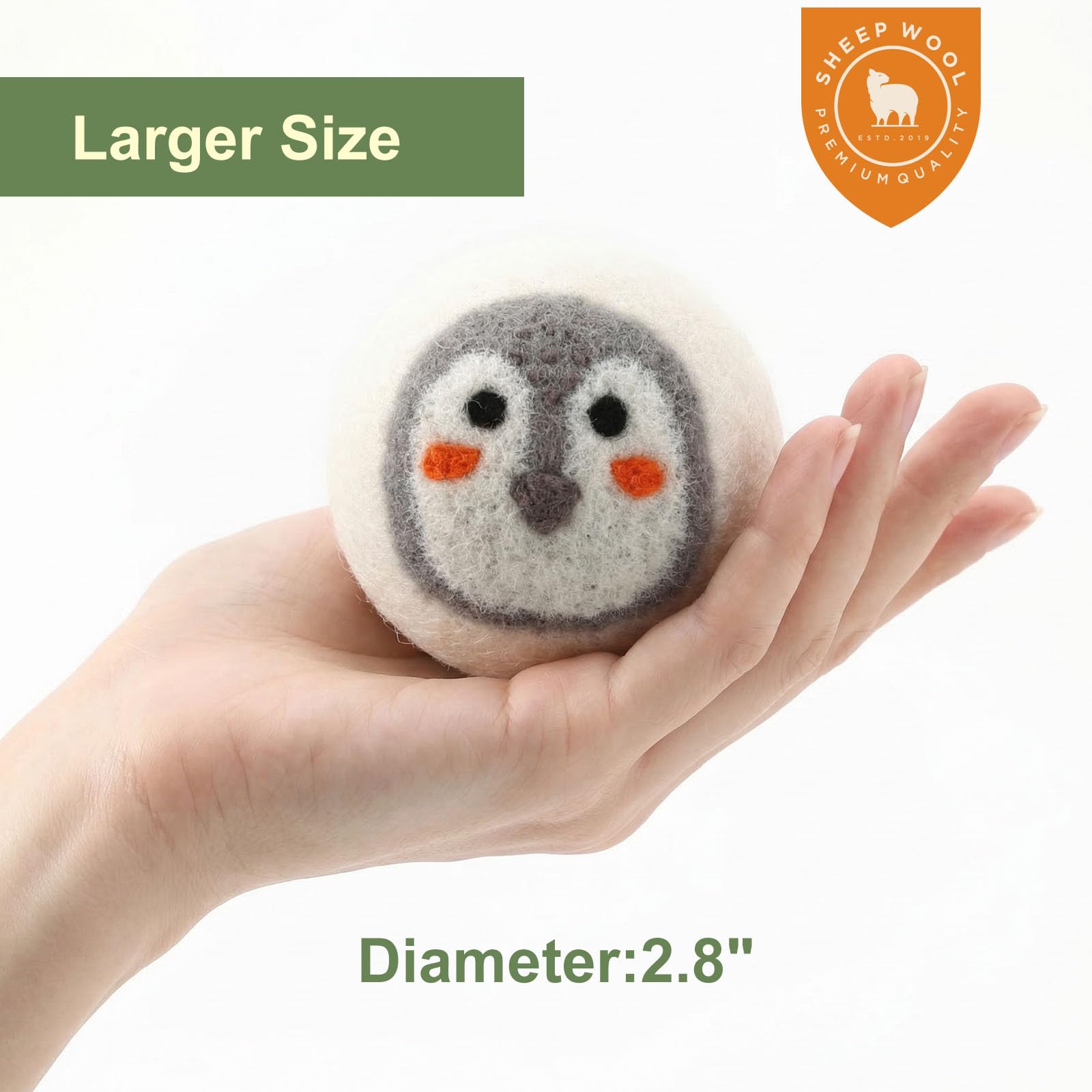 Bolas de secado de lana, 3 piezas, XL, suavizante natural de Nueva Zelanda, bolas de secado orgánicas hechas a mano, reutilizables, 1000 cargas, sin arrugas