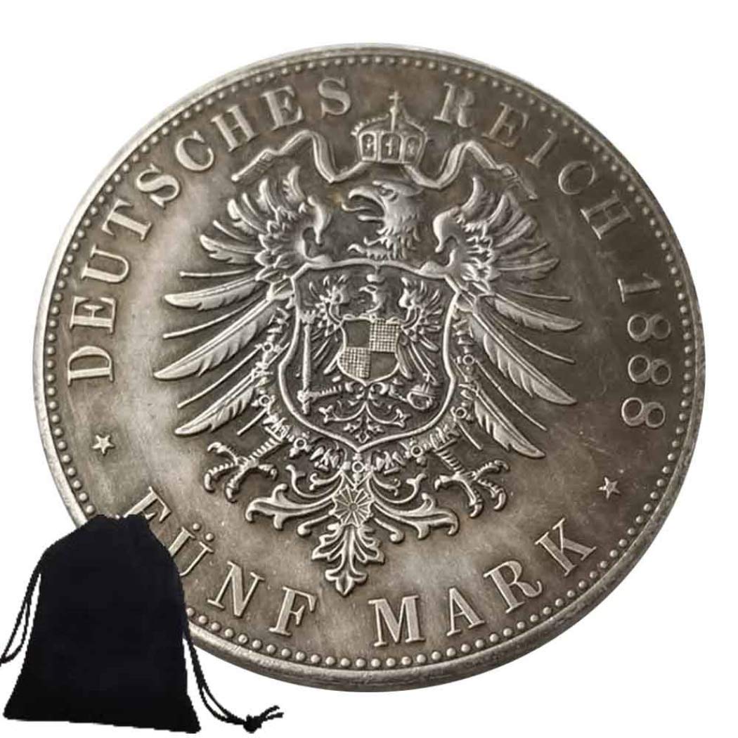 Jearls Silver 1888 Prussia Reichsmark German Coins- Europe Old Coins- Challenge Coin Uncirculated Commemorative Coin + Kaikbax Gift Bag For Friends Favorite Gift