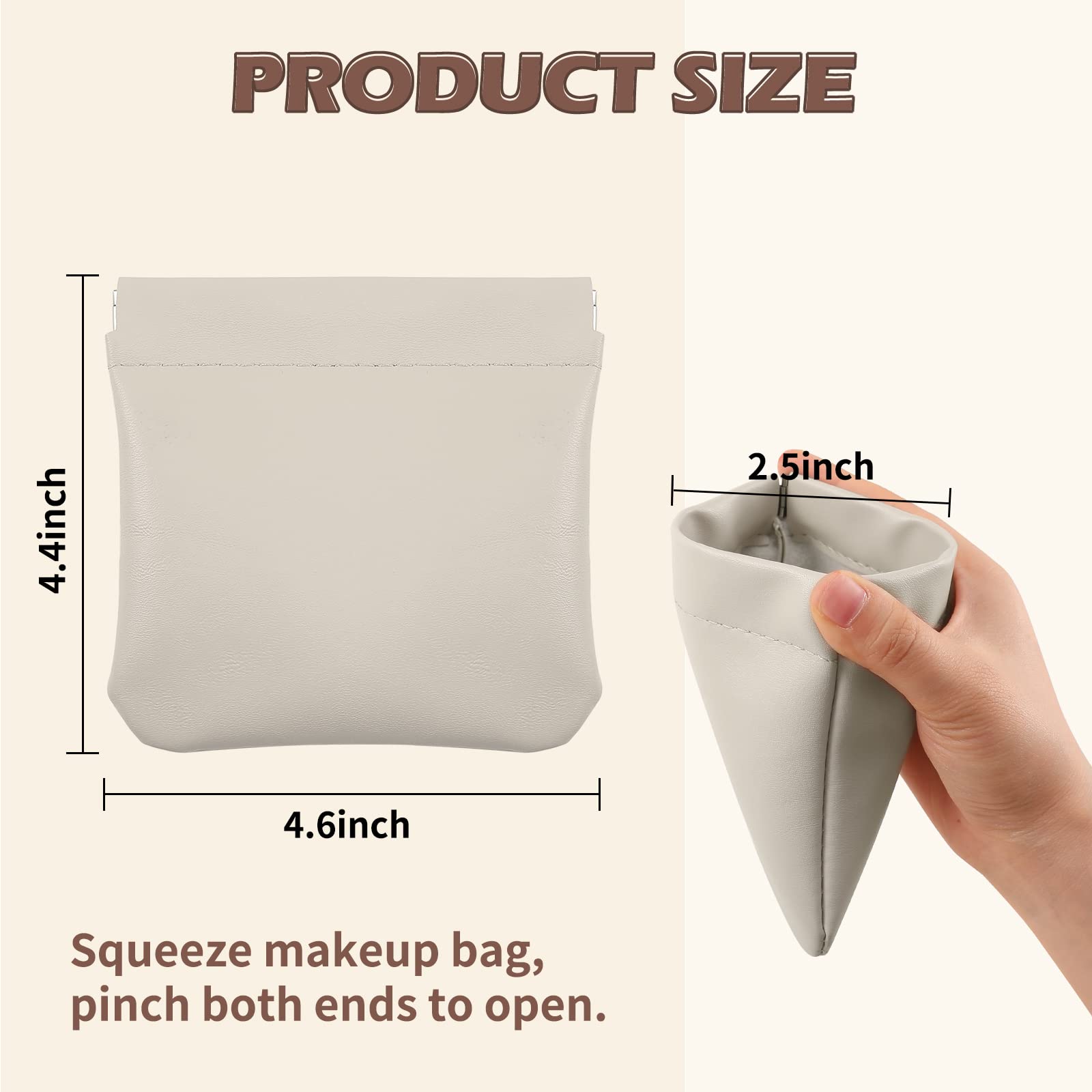 Boobeen Pocket Cosmetic Bag Portable Squeeze Top Pocket Makeup Bag No Zipper Makeup Bags Purse for Women Waterproof Cute Mini Multifunctional Travel Storage Bag, for Cosmetics Jewelry Headphones 2