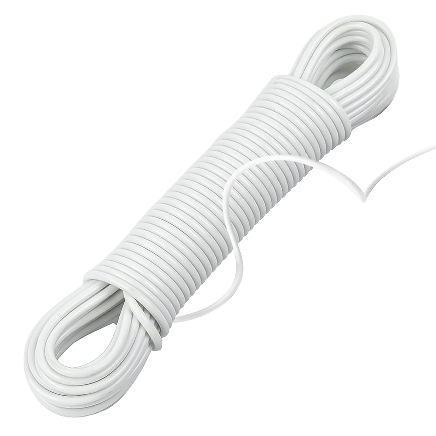 46 meter Long White Washing Line Rope PVC Strong Replacement Clothesline Outside