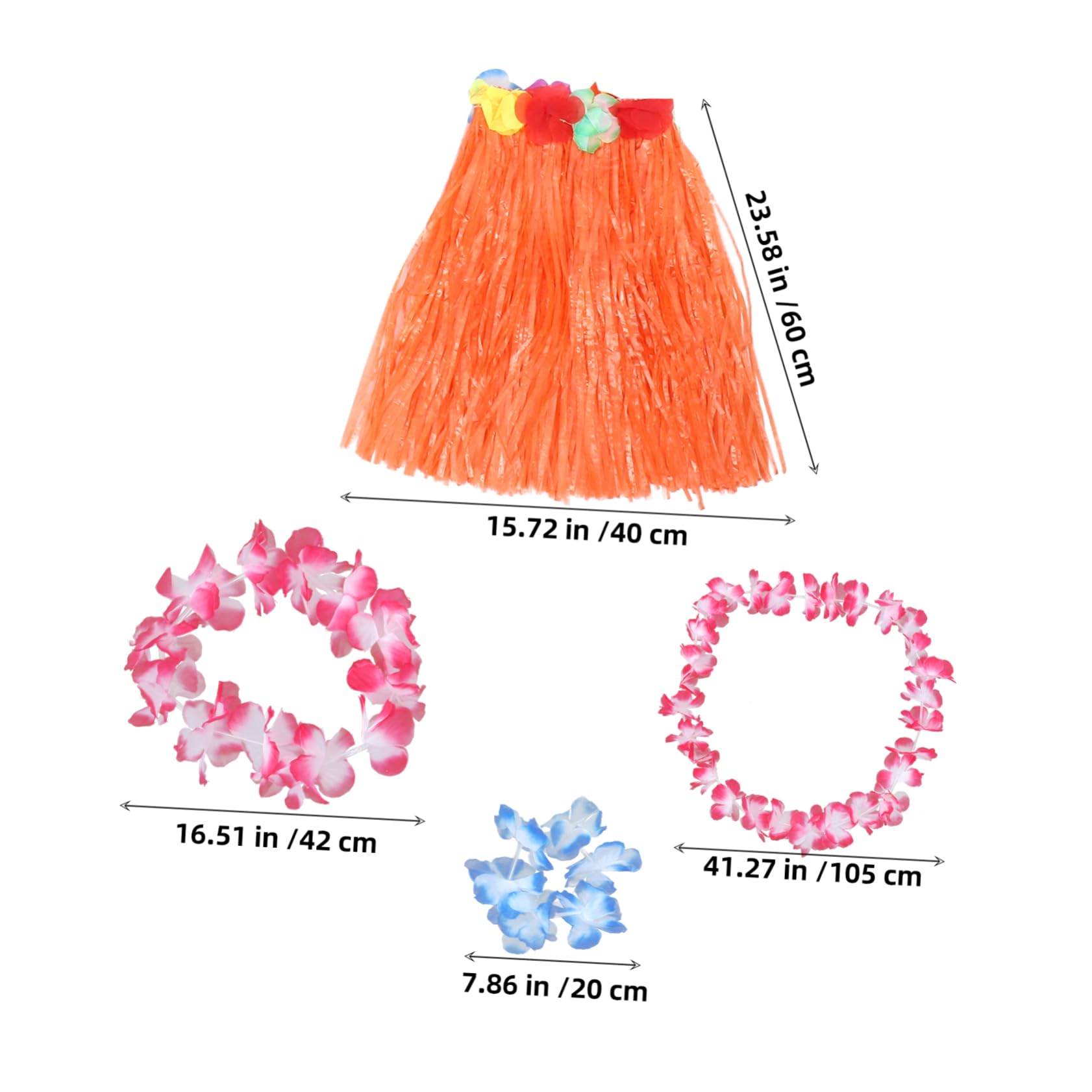 Sosoport 6juegos Conjunto de Fiesta Luau Falda de Hierba Hawaiana Collar y Pulsera Accesorios de Temática Tropical para Adultos para Fiestas de Playa