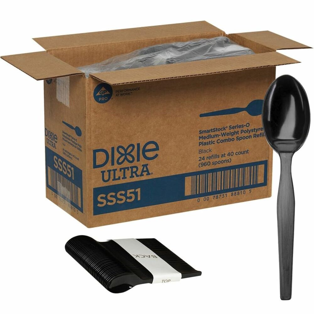Spoon,Blk,Series O,Med,,PK960 SSS51-1 Each by Dixie – 1-Pack, Polypropylene, Black, Pack of 2400