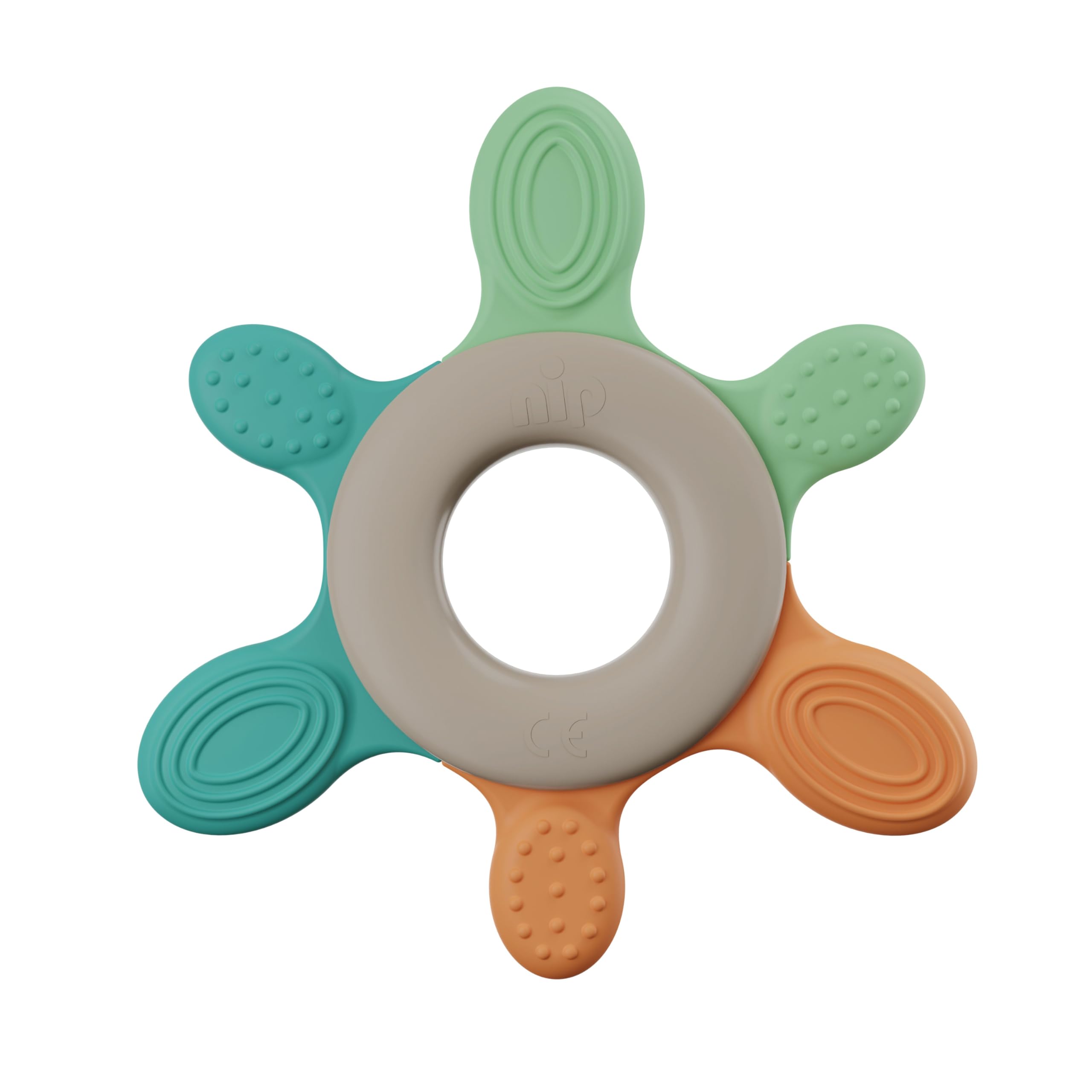 Nip Eco Friendly Green Teething Ring –Ergonomic Baby Teether Toy |100% Natural Organic, Best for Infant & Toddlers |Chew Training Teether for Babies 3M+ |Precise Massage & Biting needs,Made in Germany