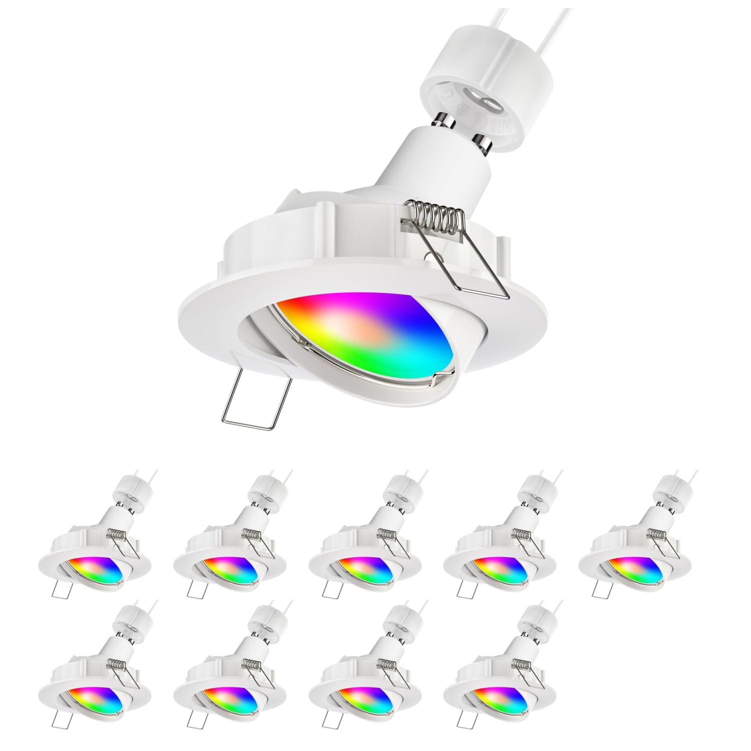 ledscom.de 10x Foco LED empotrable de techo CIRC orientable blanco incl. Smart Home Lámpara LED RGBW GU10, 5,41W, 473lm