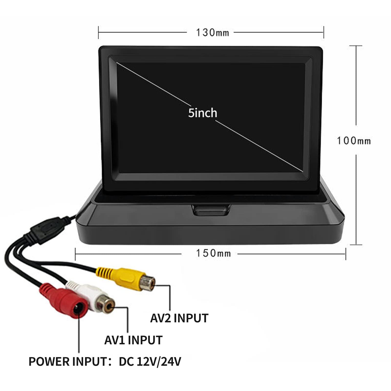 OBEST 5" Monitor Plegable de Cámara Marcha Atrás Coches TFT LCD