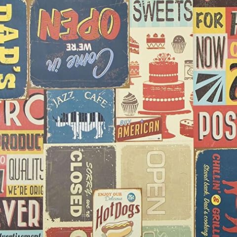 Vintage American Diner PVC Tablecloth 100cm Cover