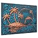 Kitchen Backsplash, Full Moon Scene Behind the Palm Trees Copper Backsplash, Dolphin and Dove Copper Backsplash Panel, Handmade Copper Backsplash Tile, Indoor Outdoor Wall Decor (Blue)