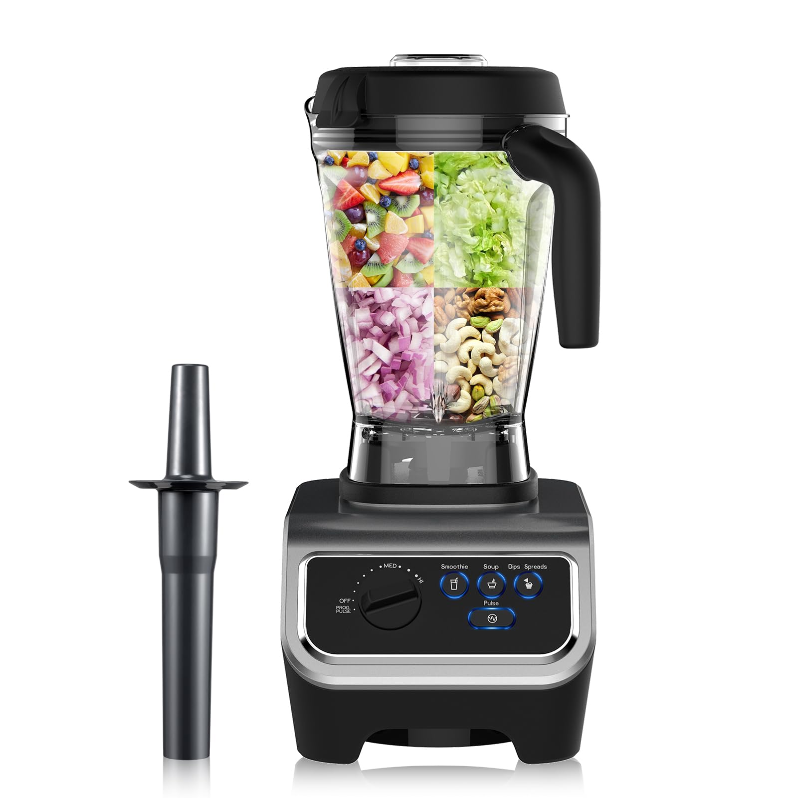Licuadora de 1500 W para cocina con programas de mezcla preestablecidos, licuadora de grado profesional resistente de 64 onzas para batidos, sopas, salsas, mantequillas de nueces, tarro Tritan