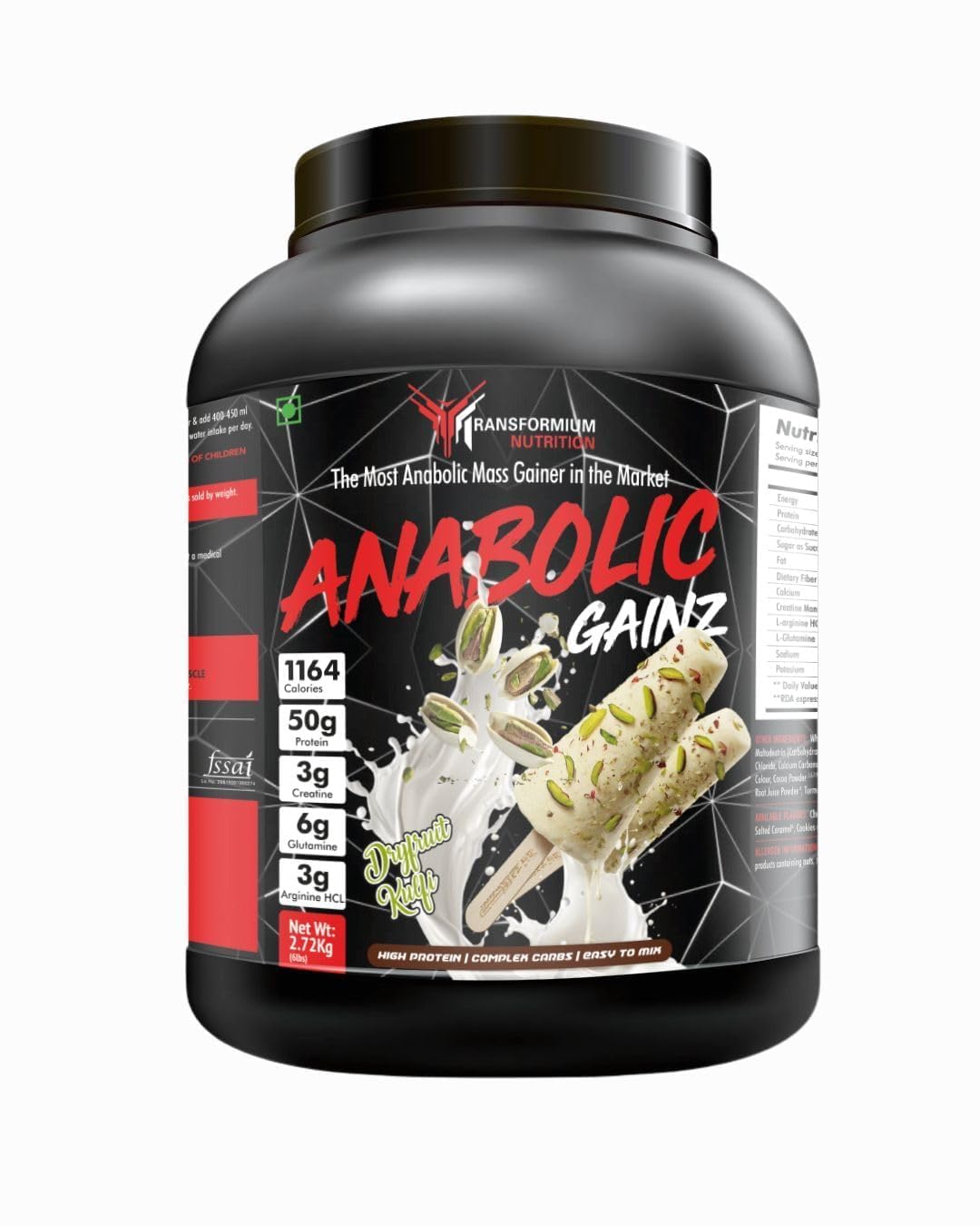 Anabolic Gainz: Enhanced Muscle Builder And Mass Gainer (1 KG, Dryfruit Kulfi),Powder