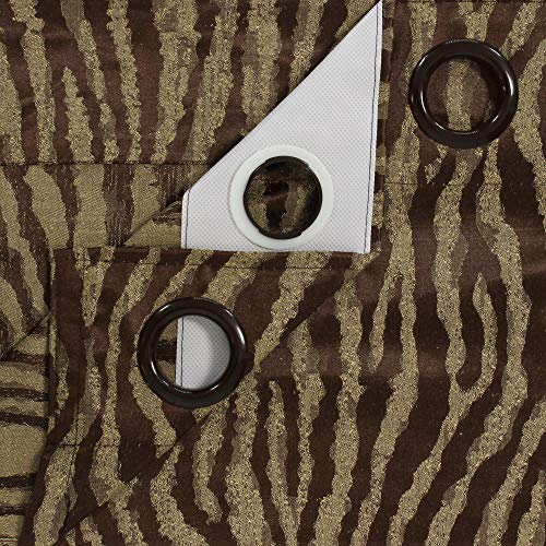 Image of Story@Home Bloom Collection Jacquard Lavish and Modern Rich Animal Print 2 Piece Eyelet Ring top Door Curtain for Bedroom and Hall - 7 Feet, Dark Brown