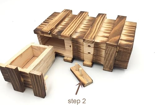 Miniatura 3 de Caja de rompecabezas para adultos, caja de rompecabezas 3D de madera, caja de rompecabezas de cubo mágico difícil con cajón secreto extra seguro,
