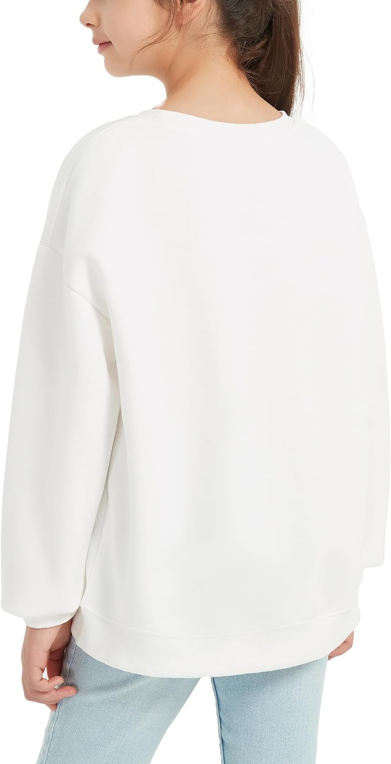 EXARUS ガールズ スウェットシャツ オーバーサイズ/クロップグラフィックパーカー レタープリント クルーネック プルオーバー