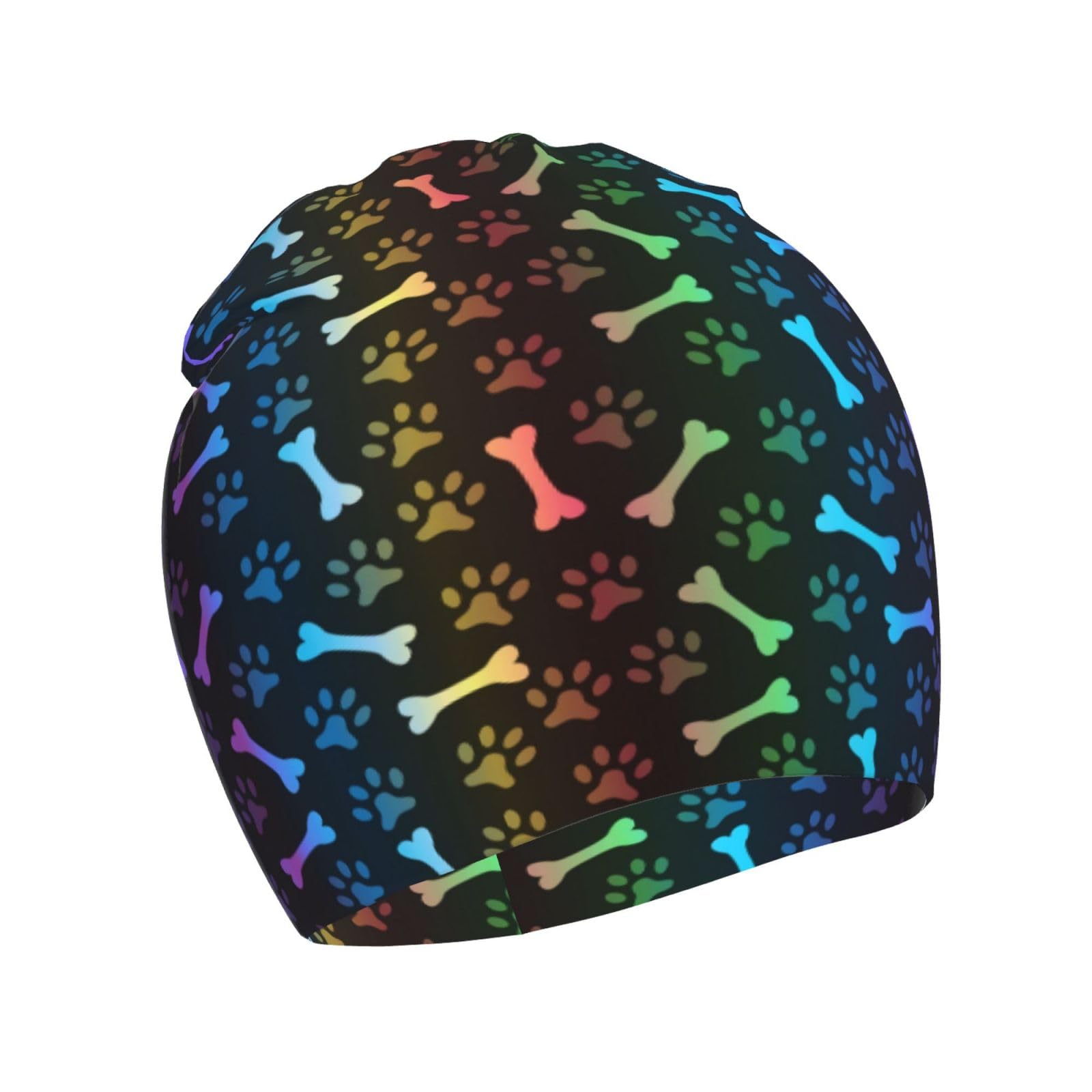 Rainbow Paw Footprint Animal Pattern Kids Beanie Hats Warm Knit Beanie Cap Skull Caps Gifts Decor for Boys Girls