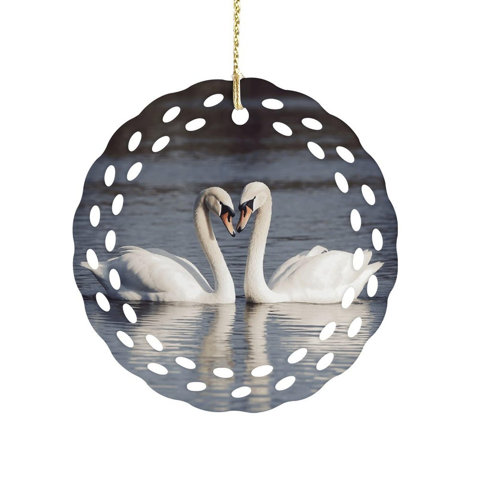 Wsoihfec Women's Style Romantic White Swan Hanging Ornament 3 Inch Round,1-Pack,Xmas Decor -Two-Sided Printed,Friend Ornament Gifts For Friends Coworker Sisters