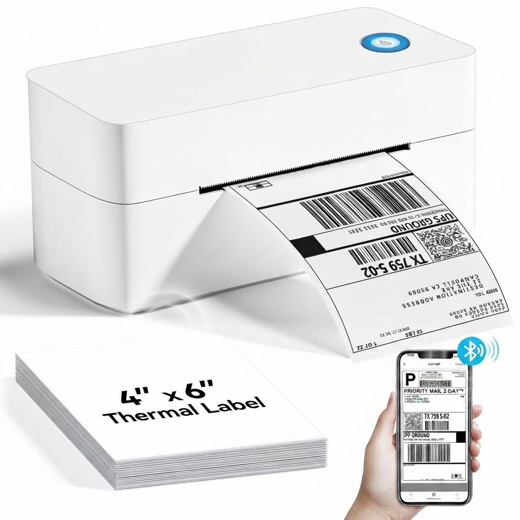 4x6 Shipping Label Printer, Bluetooth Thermal Printer for Small Businesses, Wireless & USB, No Ink Required, 72 Labels/Min., Compatible with iOS, Android, Windows, Mac-image-17