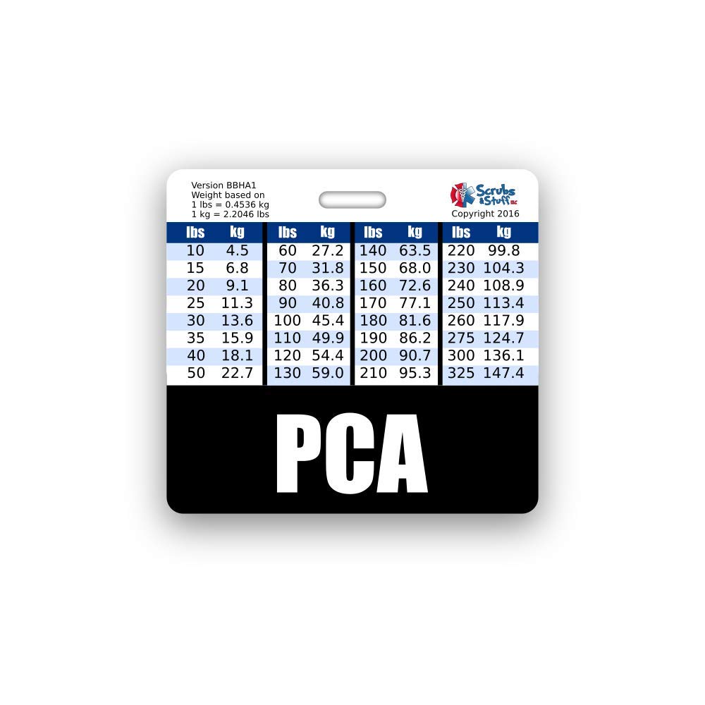 PCA Badge Buddy Horizontal w/Height & Weight Conversion Charts (Standard, Black)