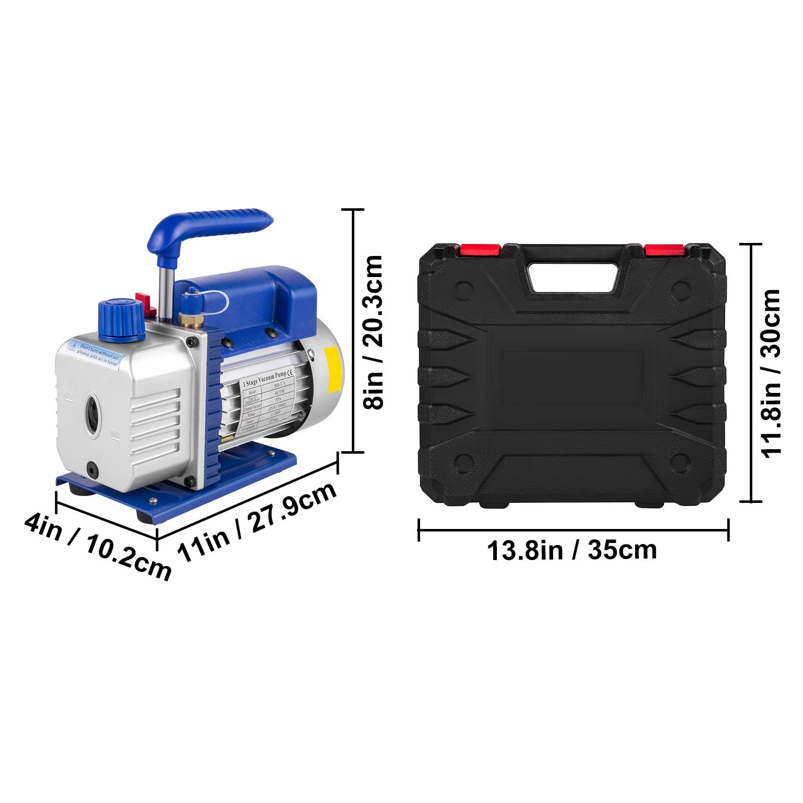 Bomba De Vacío Bomba De Vacío, Bomba De Vacío De Refrigerante De CA 4.8CFM Con Manómetros Refrigeración HVAC Envasado Al Vacío Doméstico Aire Acondicionado Mantenimiento De Automóviles Para Aire Acond - Foto 9