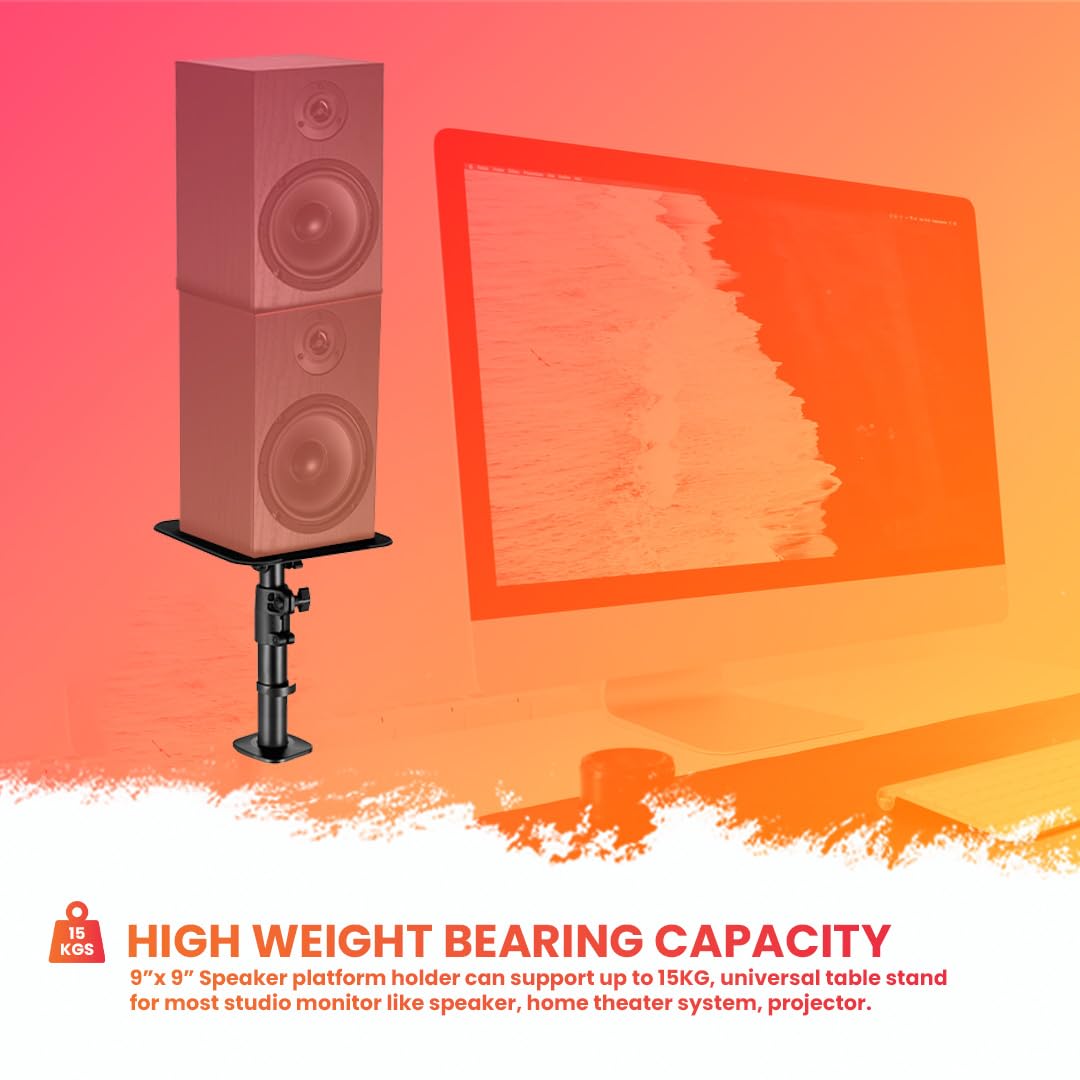 Audio Array AA-21 Desktop Mount Speaker Stands | 15KG Capacity | Height, Tilt & Rotation Adjustable | Smart Cable Management | for Sound Editing, Gaming, Music Production | Black (Set of 2) - Image 5 thumbnail