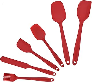 FUKTSYSM Silicone Spatula - New 6 Pcs Silicone Spatula 446°F Heat Resistant Seamless Rubber Spatulas with Stainless Steel Core Kitchen Utensils Non Stick for Cooking, Baking and Mixing